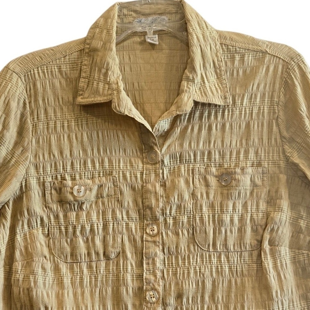 Y2K‎ Dress Barn Button Up Shirt Womens 1X Whimsigoth Boho Roll-Tab Sleeves - Picture 4 of 10